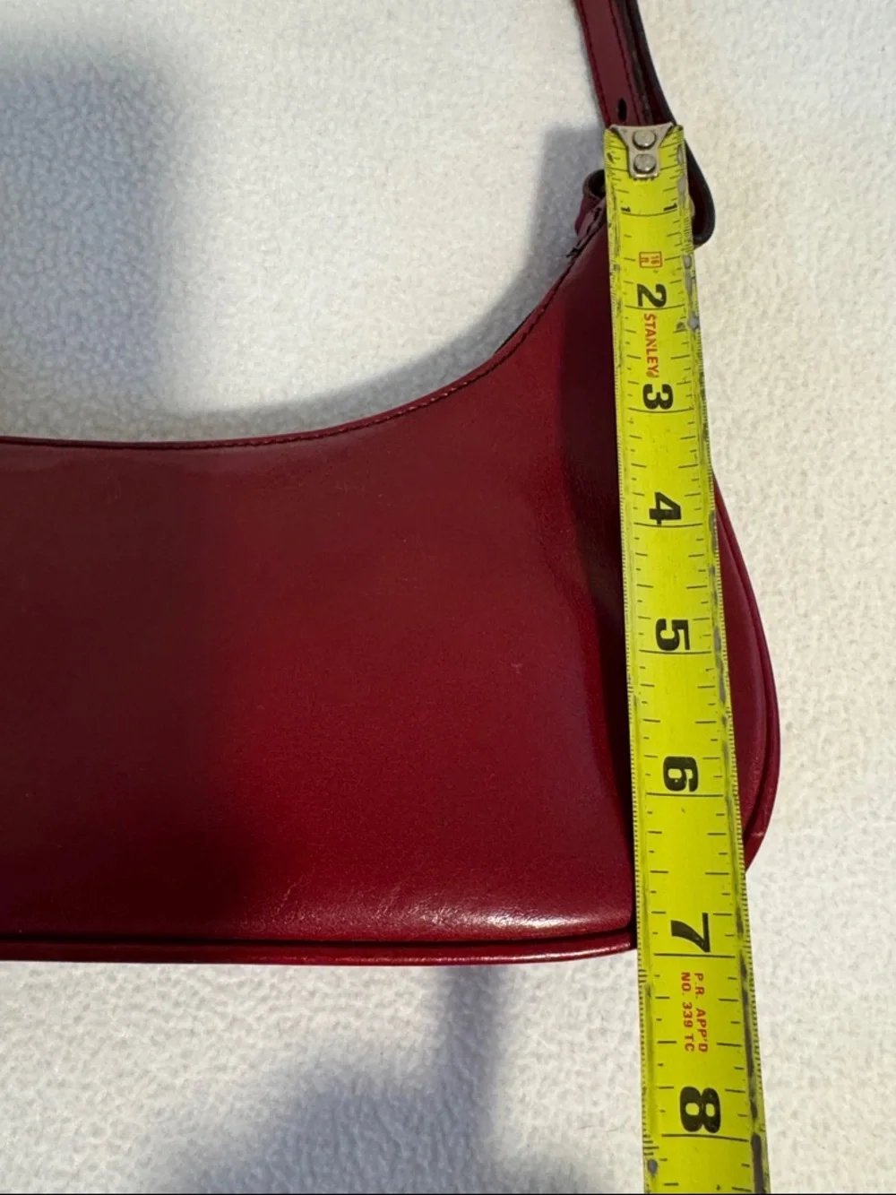 Brahmin Vintage Red Leather Baguette Shoulder Bag Y2K Minimalist Mini Hobo
